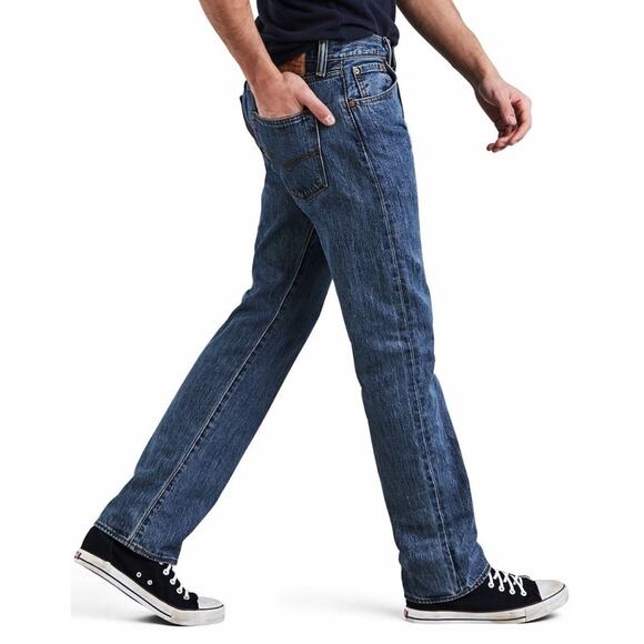 Levi's Men's 501 Original Regular Fit Straight Leg Denim Jeans Blue Size W30/L30 - Picture 3 of 14